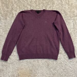 Vintage Ralph Lauren 100% Cashmere Mens S Pullover Sweater Purple Wool
